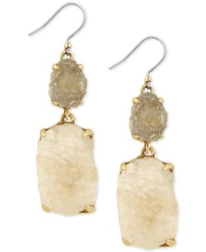 Lucky Brand Gold-tone Rock Crystal Double Drop Earrings