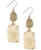Lucky Brand Gold-tone Rock Crystal Double Drop Earrings