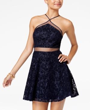 Teeze Me Juniors' Flocked Illusion Fit & Flare Dress