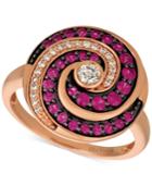 Le Vian Extraterrestrials Passion Ruby (1/2 Ct. T.w.) & Diamond (1/5 Ct. T.w.) Spiral Ring In 14k Rose Gold