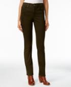 Style & Co. Tummy-control Evening Olive Wash Straight-leg Jeans, Only At Macy's