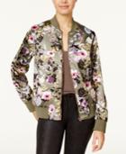 Say What? Juniors' Satin Floral-print Bomber Jacket