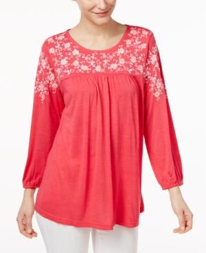 Ny Collection Embroidered Blouse