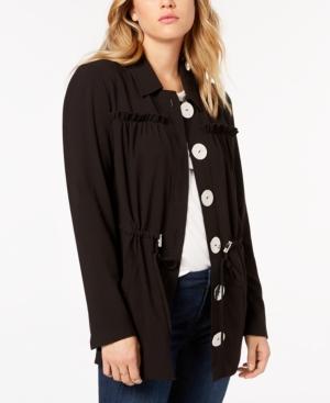 Kensie Ruffled Drawstring Jacket