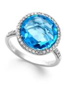 Blue Topaz (8 Ct. T.w.) And Diamond (1/4 Ct. T.w) Ring In 14k White Gold