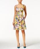 Nine West Sleeveless Floral-print Fit & Flare Dress
