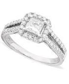 Princess-cut Diamond (1-1/3 Ct. T.w.) And 14k White Gold Engagement Ring