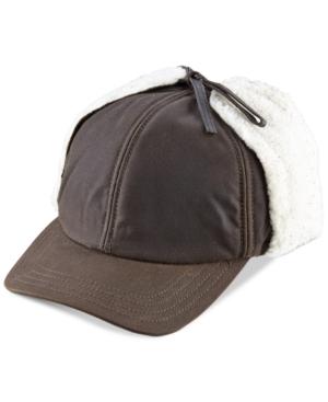 Woolrich Waxed Cotton Winter Cap With Sherpa Lined Earflaps