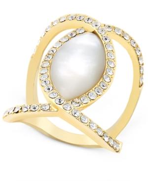 Inc International Concepts Gold-tone Mother-of-pearl Finish Open-style Fashion Ring, Only At Macy's