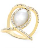 Inc International Concepts Gold-tone Mother-of-pearl Finish Open-style Fashion Ring, Only At Macy's