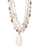 Catherine Malandrino Women's Pink Rhinestone Yellow Gold-tone Multistrand Chain Necklace