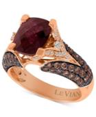 Le Vian Raspberry Rhodolite Garnet (3 Ct. Chocolate Diamond (1-1/5 Ct. T.w.) And White Diamond Accent Ring In 14k Rose Gold