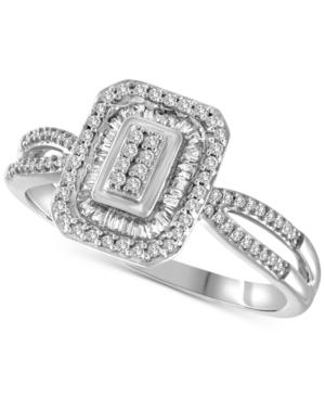 Diamond Halo Ring (1/4 Ct. T.w.) Set In 10k White, Yellow Or Rose Gold.