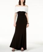 Vince Camuto Off-the-shoulder Colorblocked Gown