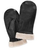 Charter Club Faux Sherpa-trimmed Leather Mittens, Only At Macy's