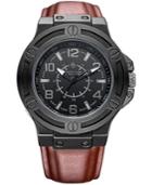 Manis' Men's Quartz Oversized Metal And Leather Strap Watch
