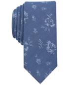 Bar Iii Men's Denim Wildflower Print Skinny Tie, Only At Macy's