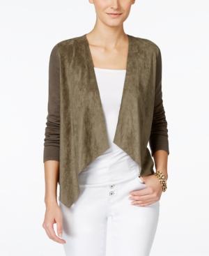 Inc International Concepts Open-front Moleskin Cardigan, Only At Macy's