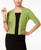 Ny Collection Elbow-sleeve Open-front Cardigan