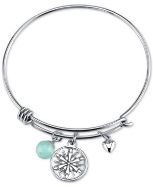 Disney Frozen Snowflake Amazonite Charm Bracelet In Stainless Steel