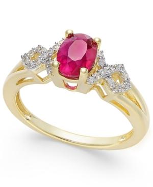 Ruby (9/10 Ct. T.w.) And Diamond (1/8 Ct. T.w.) Ring In 14k Gold