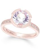 Thomas Sabo Pink Crystal Solitaire Ring In 18k Rose Gold-plated Sterling Silver