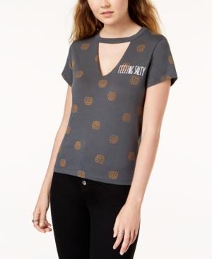 Mighty Fine Juniors' Feeling Salty Graphic-print Choker T-shirt