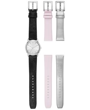 Dkny Women's Soho Black Leather Strap Watch & Straps Set 34mm Ny2435