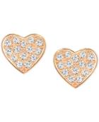 Swarovski Rose Gold-tone Heart Stud Earrings