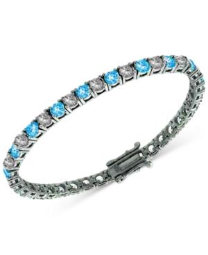 Giani Bernini Aquamarine (10.5 Ct.) And Cubic Zirconia Tennis Bracelet In Sterling Silver