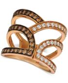 Le Vian Two-color Diamond Abstract Openwork Statement Ring (1 Ct. T.w.) In 14k Rose Gold