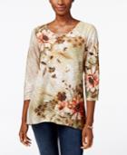 Alfred Dunner Cactus Ranch Collection Embellished Jacquard Top