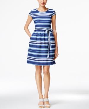 Nine West Striped Fit & Flare Dress