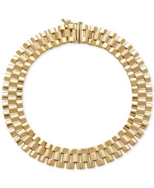 Men's Wide Link Bracelet In 14k Gold