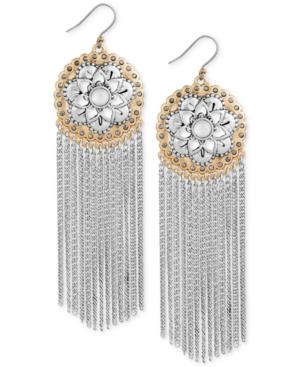 Lucky Brand Two-tone Floral Fringe Drop Earrings