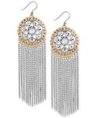 Lucky Brand Two-tone Floral Fringe Drop Earrings