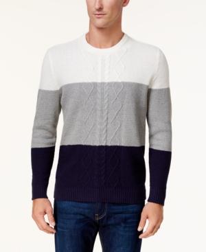 Club Room Men's Colorblocked Cable Knit Sweater, Created For Macy's