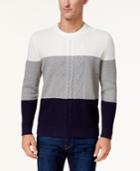 Club Room Men's Colorblocked Cable Knit Sweater, Created For Macy's