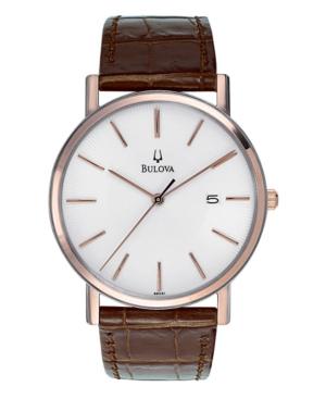 Bulova Watch, Men's Brown Leather Strap 37mm 98h51