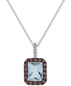 Effy Aquamarine (1-9/10 Ct. T.w.) And Diamond (1/3 Ct. T.w.) Pendant Necklace In 14k White Gold