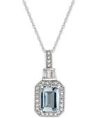 Aquamarine (1 Ct. T.w.) & Diamond (1/5 Ct. T.w.) 18 Pendant Necklace In 14k White Gold