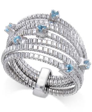 Swiss Blue Topaz Multi-row Ring (1/4 Ct. T.w.) In Sterling Silver