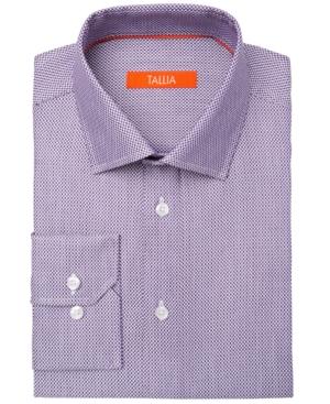 Tallia Men's Fitted Purple Dobby Mini Squares Dress Shirt