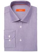 Tallia Men's Fitted Purple Dobby Mini Squares Dress Shirt