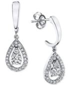 Diamond Teardrop Orbital Drop Earrings (1/3 Ct. T.w.) In 14k White Gold