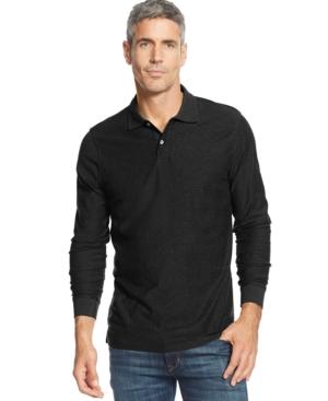 Tasso Elba Long-sleeve Heathered Polo, Only At Macy's