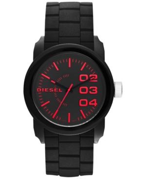 Diesel Unisex Double Down Black Silicone Strap Watch 46mm Dz1777