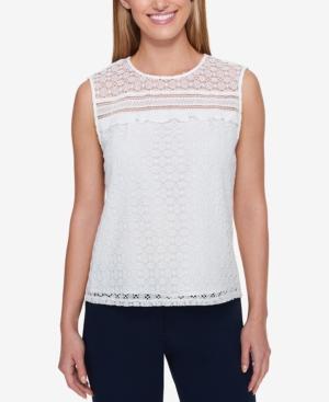 Tommy Hilfiger Woven Lace Ruffled Shell