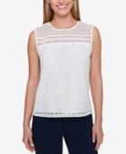 Tommy Hilfiger Woven Lace Ruffled Shell