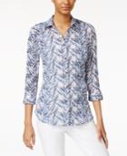 Jm Collection Crinkle-pleat Shirt, Chevron Print